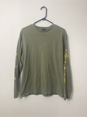 OVO Olive Green Long Sleeve Tee with Yellow Sleeve Dots